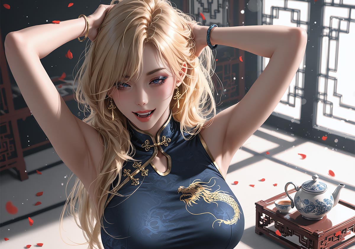 [AI绘画] 金发 旗袍 [33张]-美图千千(在线看图)美图千千