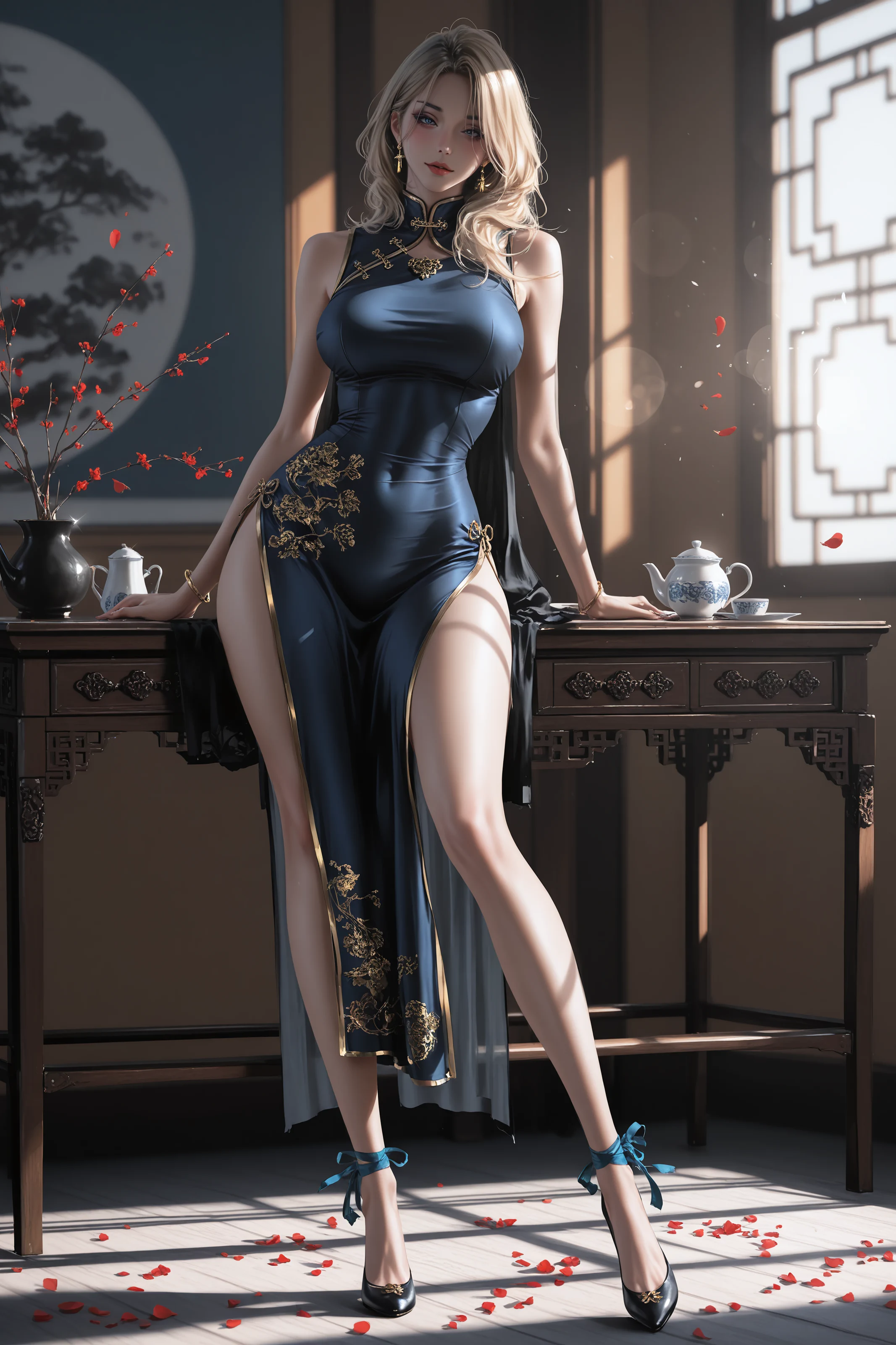 图片[2]-美图千千(在线看图)[AI绘画] 金发 旗袍 [33张]-美图千千(在线看图)美图千千